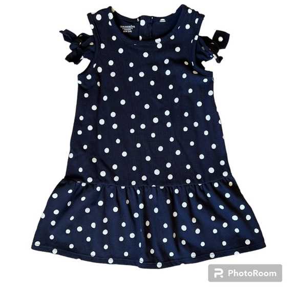 Toughskins Other - NWOT Toughskins girls navy white polka dot dress 5